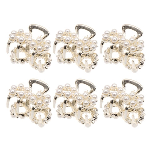 Mobestech 6pcs Hair Clips, Pearl Claw Clips with Rhinestones, Hair Barrettes for Women & Girls Hair Styling