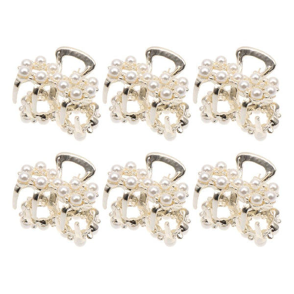 Mobestech 6pcs Hair Clips, Pearl Claw Clips with Rhinestones, Hair Barrettes for Women & Girls Hair Styling