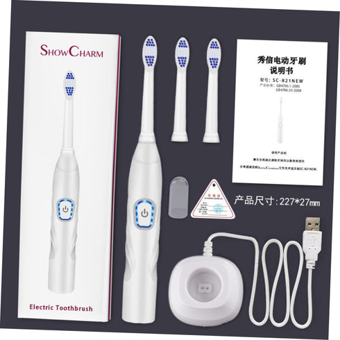 Set ARTIBETTER Electric Toothbrush Vibration Toothbrush USB Charging Sonic Powered White for Home Oral Care