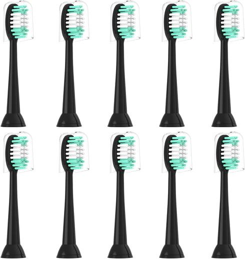 10 Pack Replacement Toothbrush Heads Compatible with AquaSonic Black Series for Electric Toothbrush