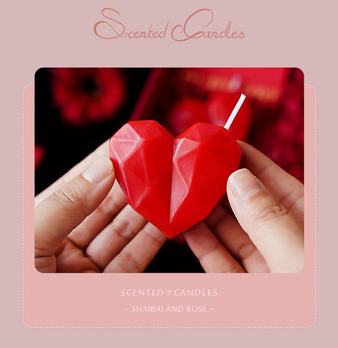 T-shin Candle,60G Love Heart Scented Handmade Aesthetic Carved Soy Wax Aroma Decorative Art Candle for Table Photo Prop