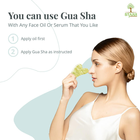 STARR-GIA Certified 100% Xiuyan Jade Gua Sha Massage Tool, Face Massager for Puffiness and Blood Flow