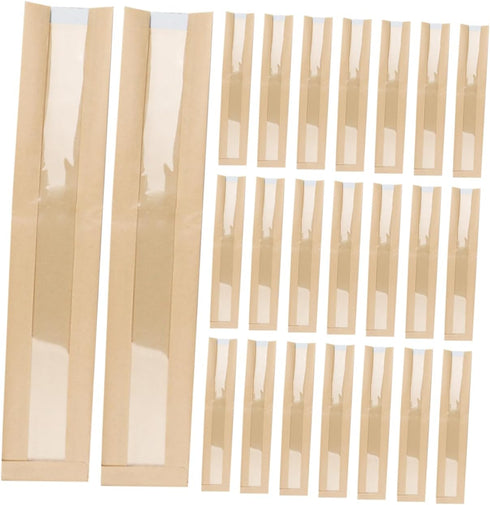 LIGIGWASH 100pcs French Bread Bags with Window Oil-resistant Packaging for Homemade Bread for