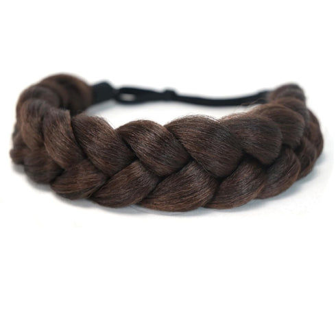 Oversized Bohemian Braided Headband, Classic Wide Braids, Adjustable Elastic Strap, Women's Beauty Accessories (Reddish