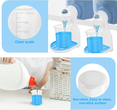 4pcs Laundry Detergent Measuring Cup, Washable Detergent Cup for Liquid Detergent, Silicone Laundry Cup, No More Mess