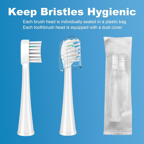 Replacement Brush Heads for WaterPik Sonic-Fusion 2.0, 6 Count with Covers for SF-01/SF-02/SF-03/SF-04 (White)