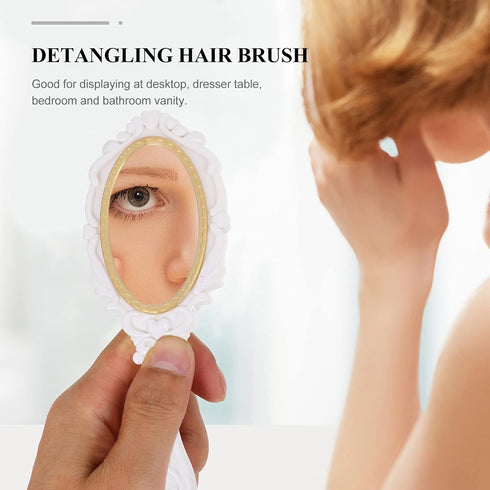 Luxshiny Vintage Handheld Mirror and Hair Brush Set, Includes Rat Tail Comb and Makeup Kits
