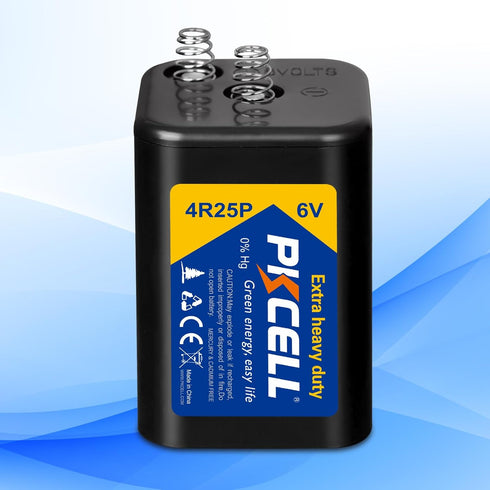 PKCELL 6 6V 4R25 1 Count Volt Lantern Battery, Flashlight Battery with Spring Terminals, Heavy Duty Square Batteries