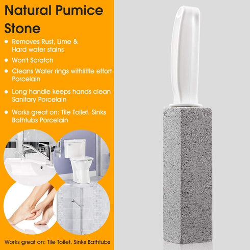 2 Pack Toilet Cleaner, Hard Water Build Up Remover with Ergonomic Handle, Pumice Stone Stain Remover Tool