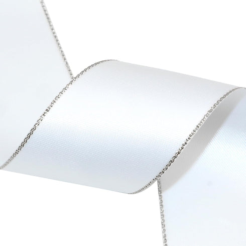 David Accessories Satin Ribbon with Silver Edges, 1.5 Inch Wide, 20 Yards for Gift Wrapping, DIY Crafts, Christmas Decor