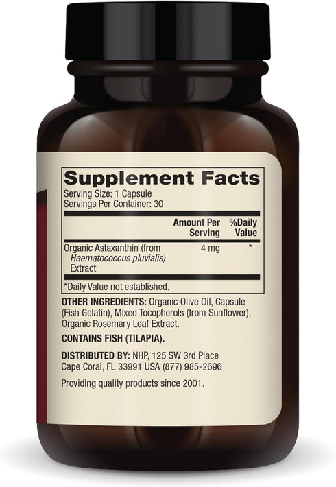 Dr. Mercola Astaxanthin, 30 Servings (30 Capsules), Dietary Supplement, 4 mg Per Capsule, Provides Antioxidant Power for Overall Health, Non-GMO