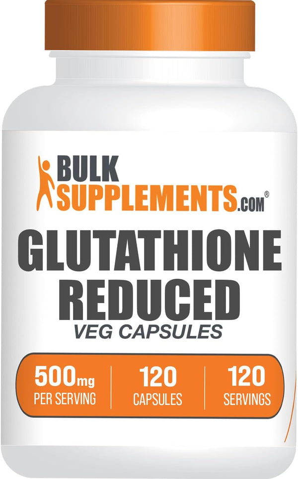BulkSupplements.com Glutathione Reduced Capsules - 500mg Glutathione Supplement, Gluten Free, 120 Capsules