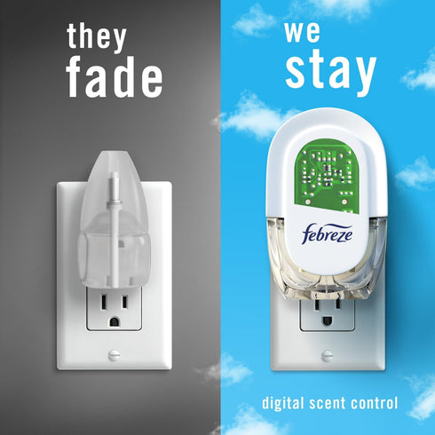 Febreze Plug In Air Fresheners, Linen & Sky Scent, Odor Fighter, 1 Warmer + 2 Oil Refills