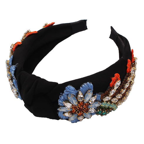 Yusier Baroque Rhinestone Crystal Headbands - Exquisite Hair Accessories for Women, Available in 5 Colors (Black)