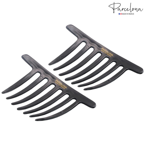 Parcelona French Twist Large 4" Celluloid Side Hair Comb Set of 2, No Slip Styling for Women