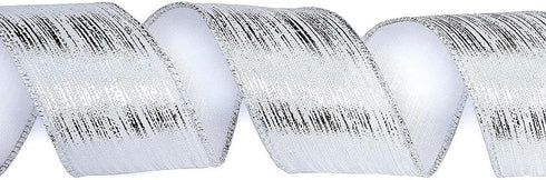 Christmas Ribbon Wired, 6 Rolls 2.5 Inch 36 Yard Silver Sheer Glitter Organza for Tree, Gift Wrapping, Crafts