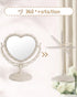 XPXKJ 7 Inch Vintage Heart Mirror, Elegant Desk Makeup Mirror with Double Sided 360 Degree Rotation