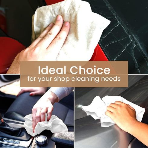 Ashley Mills Cotton Shop Towels: Pack of 50, 13x14 in, Absorbent Rags for Automobiles, Industries & Homes