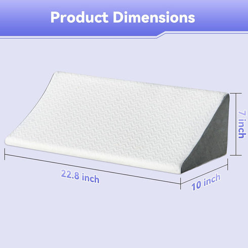 Vekkia Wedge Pillow for Side Sleeping, Ergonomic Back Support Pillow with High-Density Foam for Pregnancy Support, Back