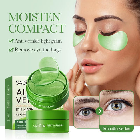 Aloe Vera Eye Masks, 60PCS Under Eye Patches for Dark Circles and Puffiness, Hydrating Anti-Aging Eye Gel Pads