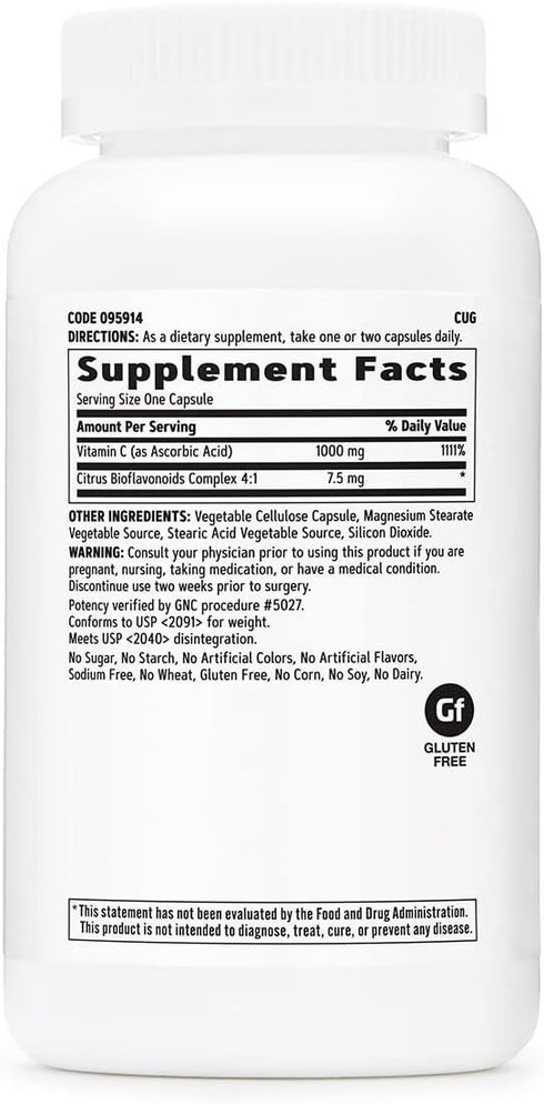 GNC Vitamin C 1000mg, 180 Capsules, Supports Healthy Immune System
