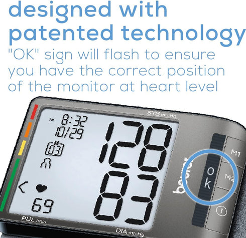 Beurer BC81 Wrist Blood Pressure Monitor – XL Display, Arrhythmia Detection, 120 Memory Sets, Automatic Machine with