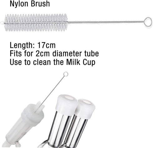 Flexible Stainless Steel Cleaning Brush, Long (61”) and Short (3.3”) Nylon Bristle Tip for Aquarium & Hose