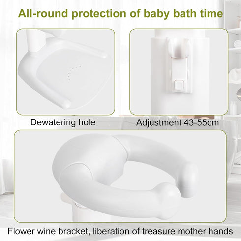 loyliawa Foldable Baby Shower Stand with Armrest, High Stability Adjustable Height Baby Shower Standing Support