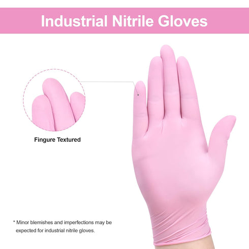 Pink Disposable Gloves, 3-mil, Medical exam Gloves Disposable Latex Free, Gloves for Cleaning & Esthetician, Pink Rubber Gloves, Pink Cleaning Gloves, Powder-Free, 100-ct Box (Small)