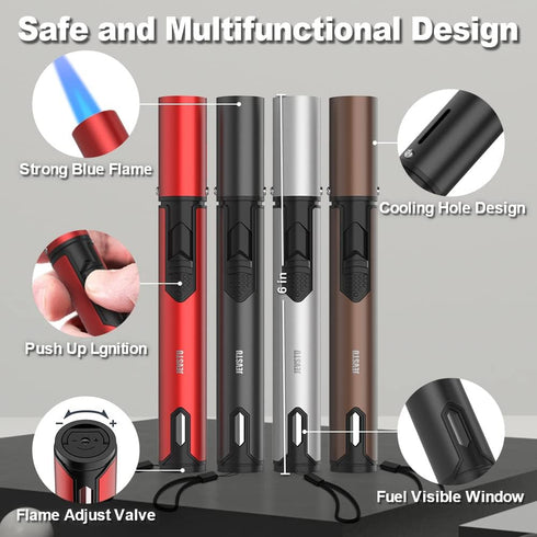 4 Pack Long Torch Lighter, Adjustable Refillable Multipurpose Lighter for Grill BBQ