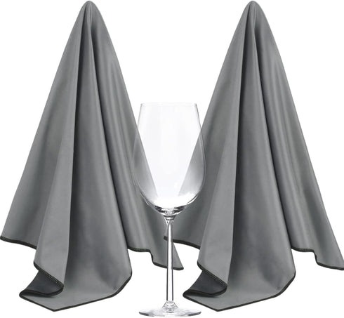 SINLAND Microfiber Glass Polishing Cloths, Large Size, 20 Inch x 25 Inch, Pack of 2, Lintless Drying Towels, Dark Grey