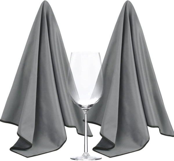 SINLAND Microfiber Glass Polishing Cloths, Large Size, 20 Inch x 25 Inch, Pack of 2, Lintless Drying Towels, Dark Grey