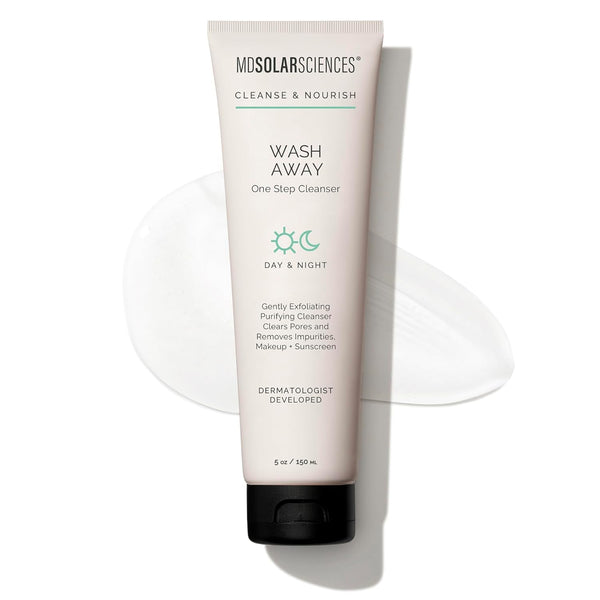 MDSolarSciences Wash Away One Step Foaming Cleanser, Dermatologist Developed Vegan Formula with Hyaluronic Acid,