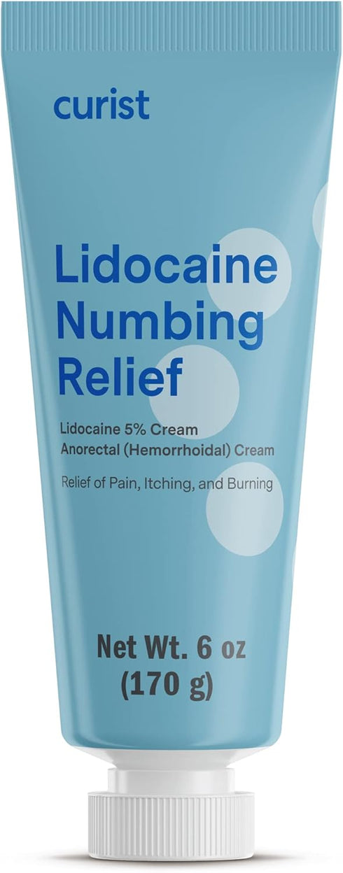 Curist 5% Lidocaine Cream - Maximum Strength Topical Pain Relief, 6 oz XL Tube for Effective Numbing
