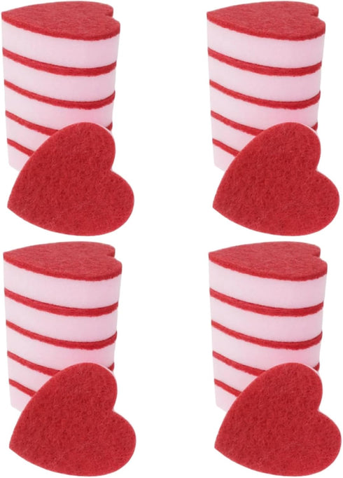 Heart Shaped Sponge - Dual-Sided Kitchen Scrubber for Washing Dishes, 24 Pack Pink