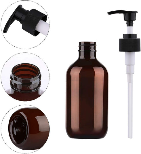 Yebeauty Plastic Soap Dispenser, 10oz/300ml Empty Refillable Lotion Pump Dispenser, 2-Pack Brown