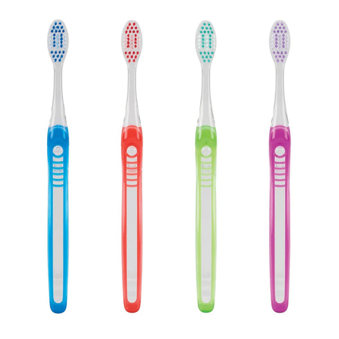 SmileGoods A385 Soft Bristle Toothbrush, 38 Tuft, 72 Individually Packaged Premium Toothbrushes, Assorted Colors Bulk