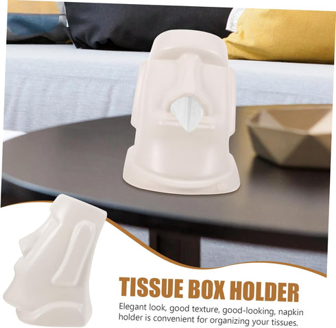 TOPPERFUN Creative Moai Stone Tissue Holder Stylish Tissue Box for Home Office and Car Decor Compact Design