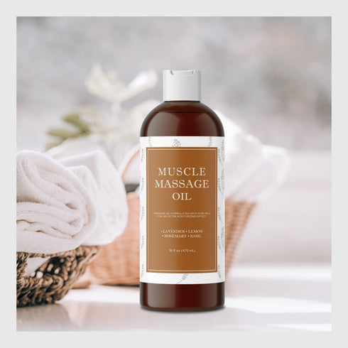 Sore Muscle Massage Oil for Body - Relaxing Lavender and Rosemary Massage Oil for Muscle Relief (16oz)