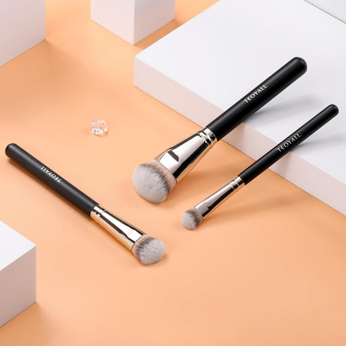TEOYALL Large Dense Flat Angled Foundation Brush - Kabuki Brush for Liquid Cream Powder Makeup