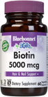 Bluebonnet Nutrition Biotin, 5000 mcg, Hair & Nail Support*, 60 Vegetable Capsules, Non-GMO, Vegan, Kosher Certified