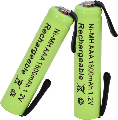 VRYJSPFU 1800mAh 1.2V 2pcs AAA Ni-MH with Solder Tabs Rechargeable Battery Cell, for Electric Shaver, Razor, Toothbrush