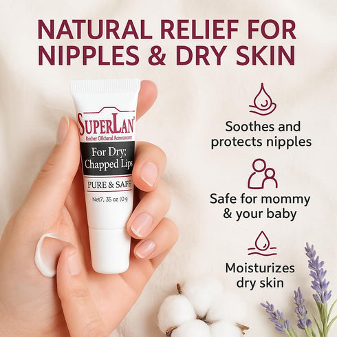 Organic Lanolin Lip Balm - Lip Repair for Hot/Dry Weather, Natural Nipple Cream, Moisturizer for Cracked Lips