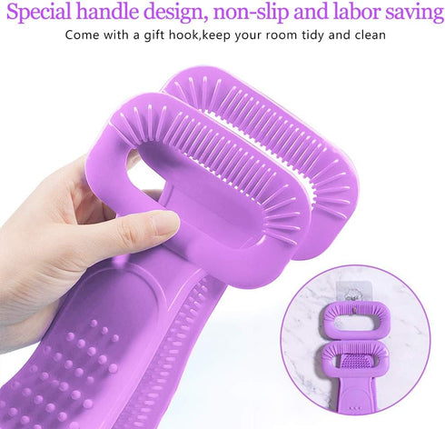 Inmorven Back Scrubber for Shower, Extra Long Silicone Exfoliating Body Brush with Handle for Men and Women (30
