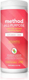 METHOD Pink Grapefruit All Purpose Cleaning Wipes, Multi-Surface, Compostable, 30 Count (Pack of 1)