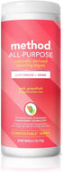 METHOD Pink Grapefruit All Purpose Cleaning Wipes, Multi-Surface, Compostable, 30 Count (Pack of 1)