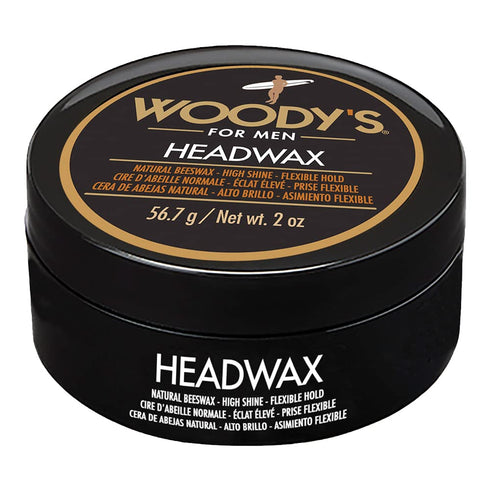 Woody's 2 Oz Flexible Hold Headwax Pomade for Men, High Shine Natural Beeswax Workable Styling Wax, Travel-Size