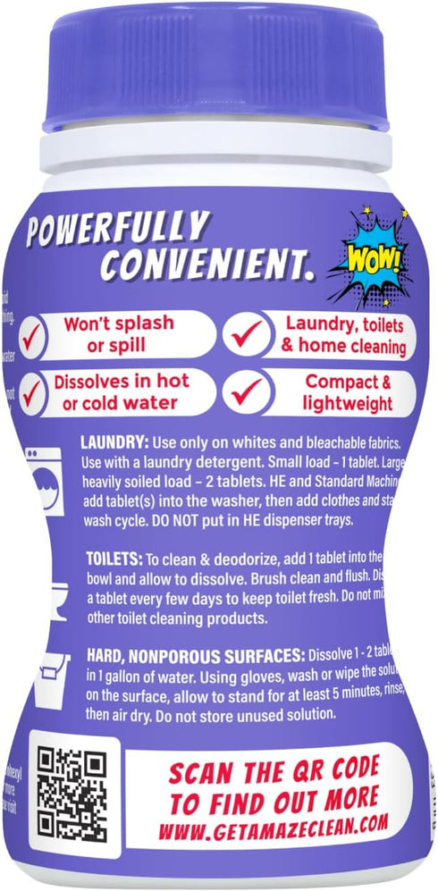 AMAZE Ultra Concentrated Bleach Tablets, 32 tablets - Lavender Scent for Laundry and Home Cleaning