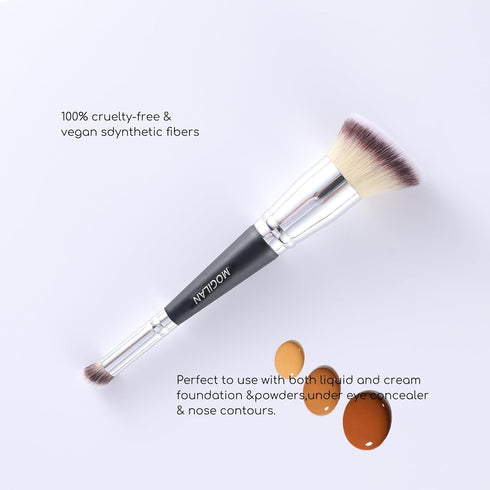 Professional Dual-Ended Makeup Brush for Buffing, Blending Foundation, Concealer, and Cream Products