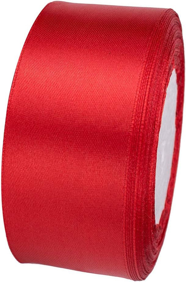 ATRBB 25 Yards Satin Ribbon 1-1/2 Inch Wide, Perfect for Wedding, Handmade Bows, Gift Wrapping (Red)